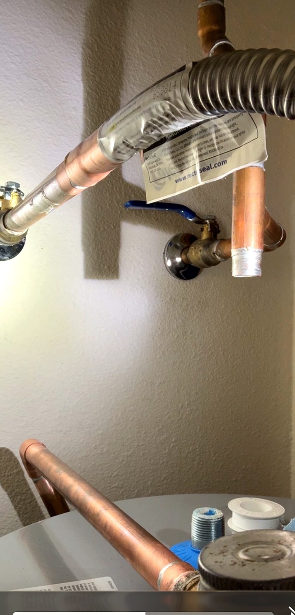 Copper plumbing pipe installation and shutoff valve by Bear Hug Plumbing