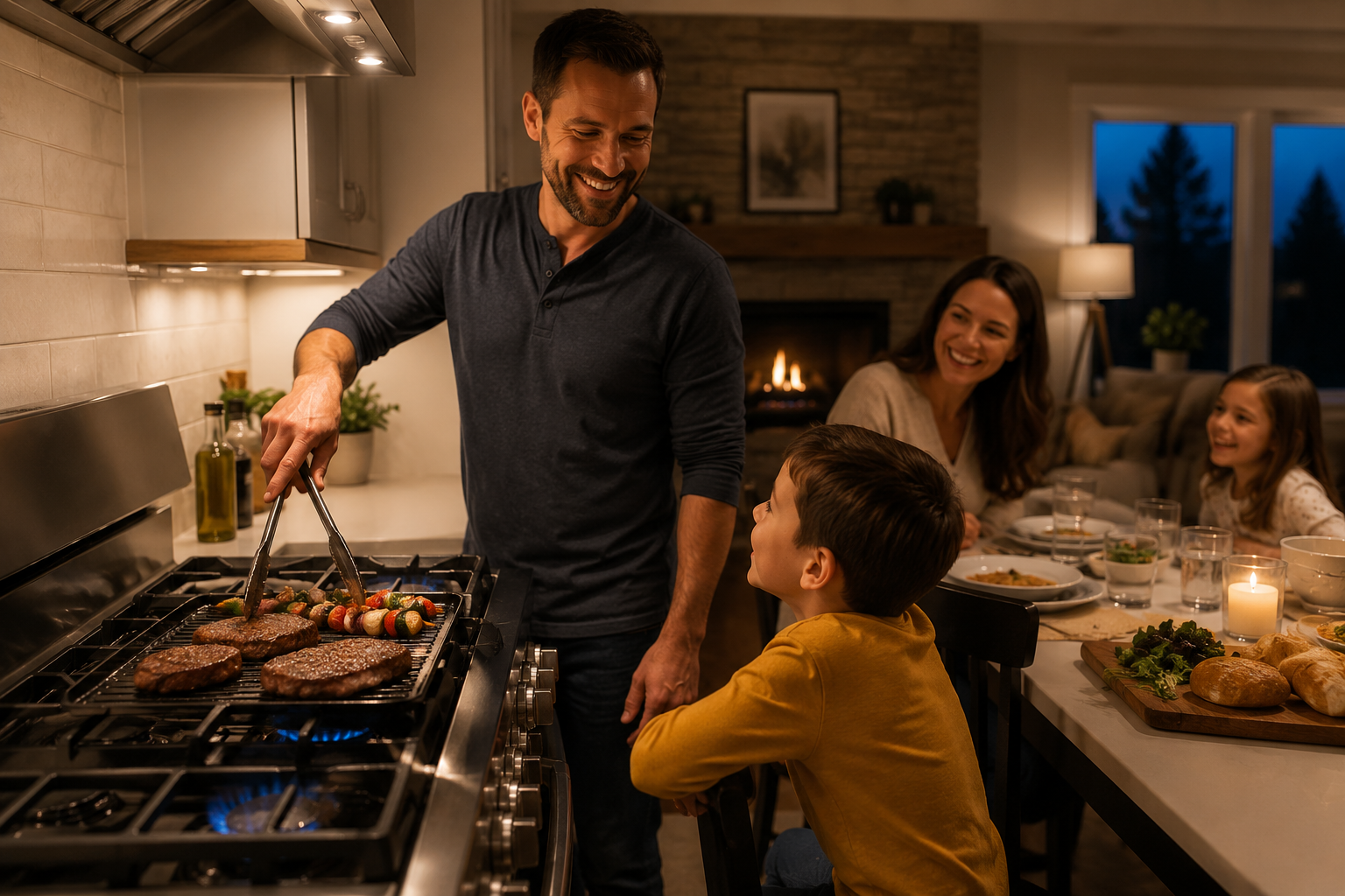 Family enjoying reliable plumbing and hot water at home