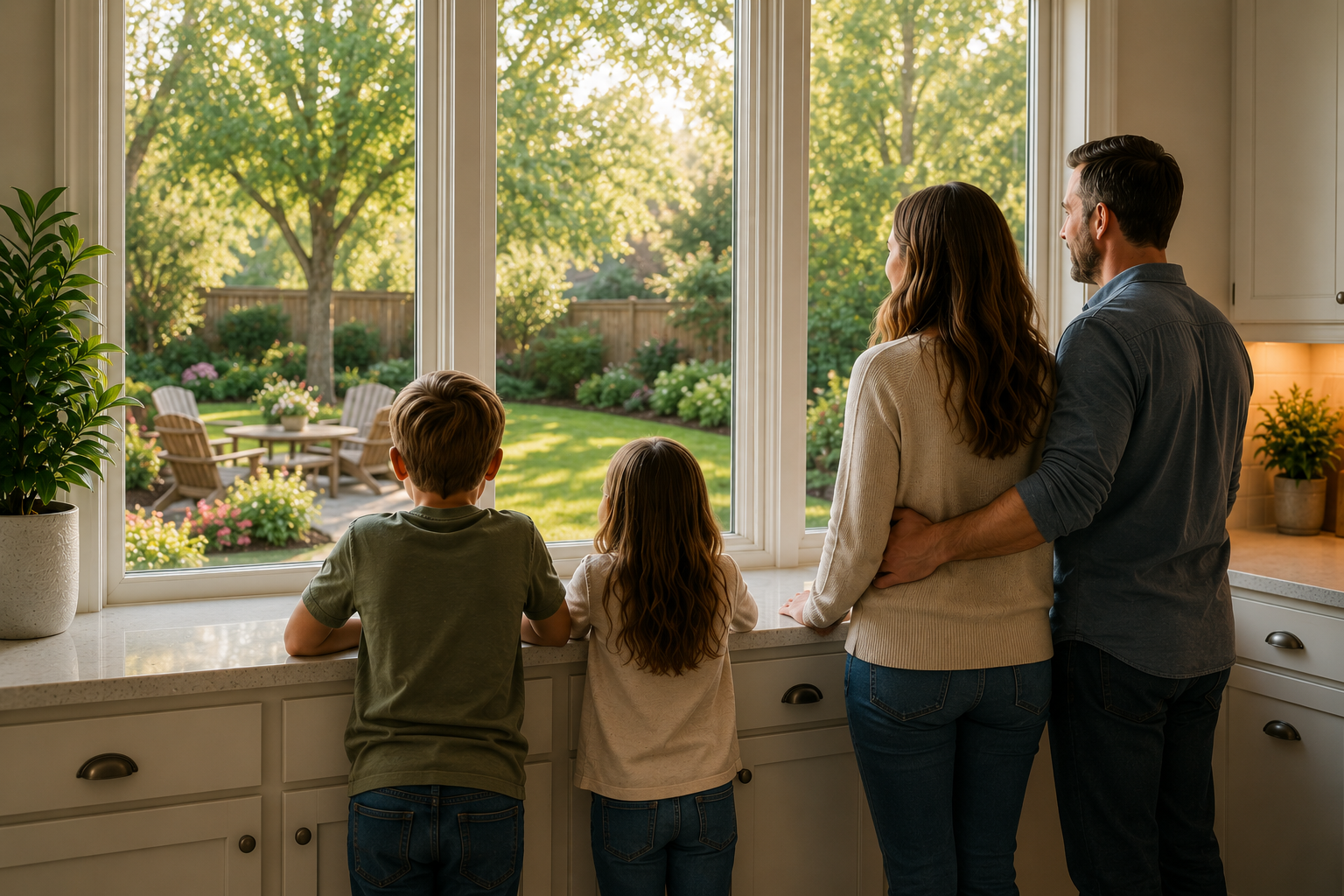 family-clean-water-kitchen-home Family enjoying clean water and comfortable kitchen