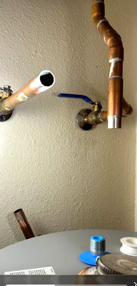 Bear Hug Plumbing copper water heater piping installation in Flagstaff Arizona